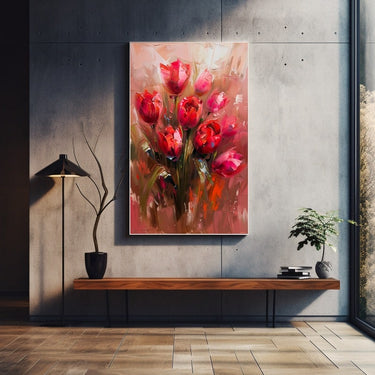 Red Flower Acrylic Painting
